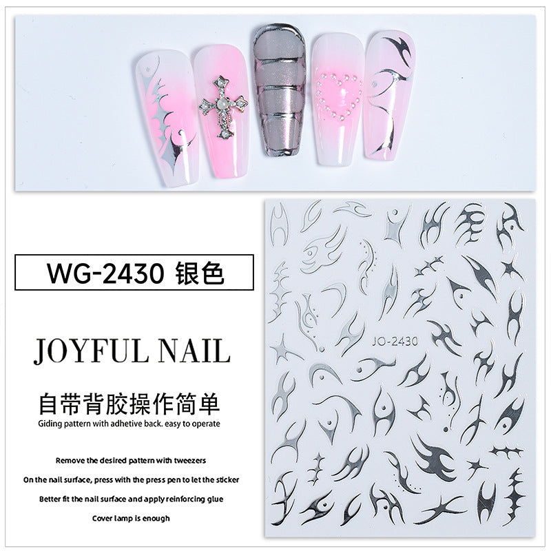 Wholesale Net red thorn flame  decorations small pattern black and white stickers