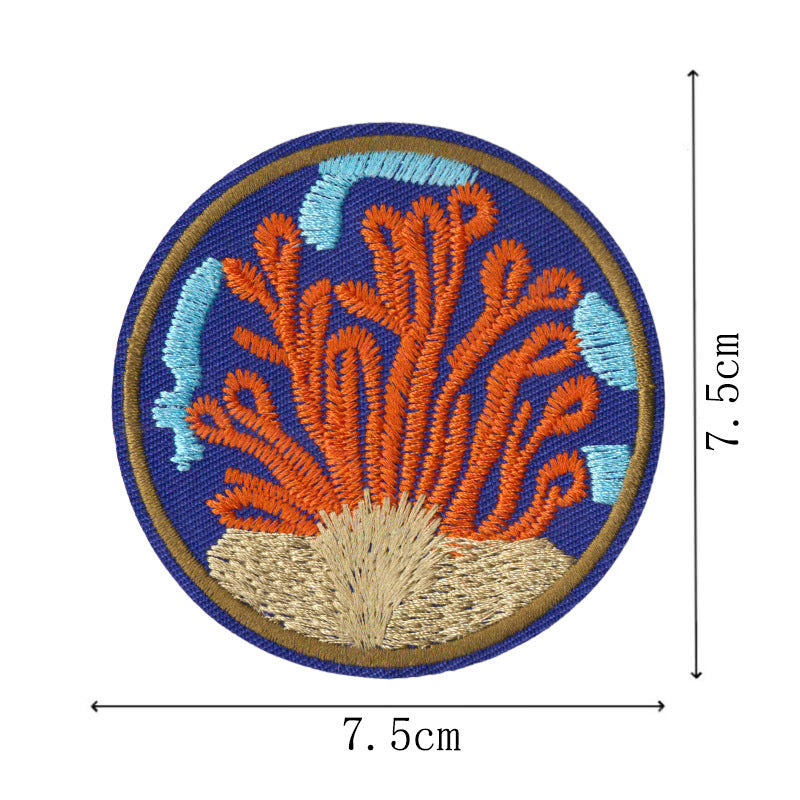 Wholesale Ocean Animal Seaweed Embroidery Patches 9 Piece Sew On Appliques Stylish DIY Craft Accessory For Clothing Towels Gift