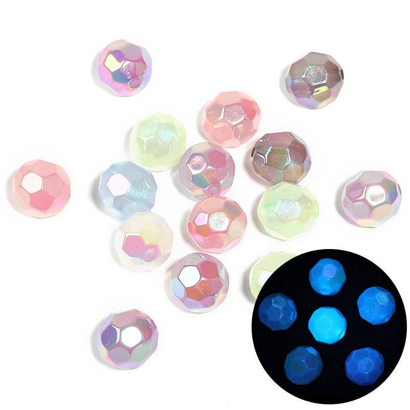 Wholesale  Random 100pcs/pack  Luminous Acrylic Faceted Acrylic Beads