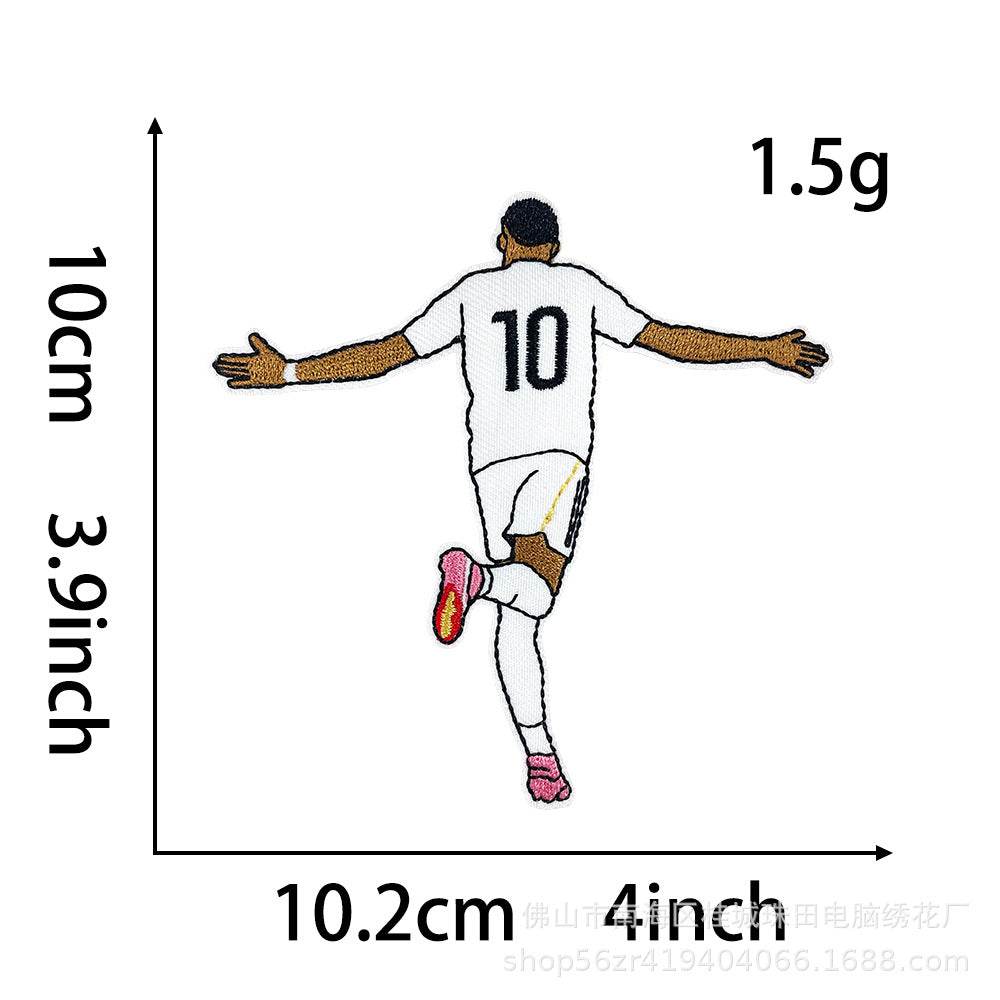 Wholesale Football Star Embroidered Patch Iron On DIY Cloth Badge For Clothing Stylish Fashion Accessory For Resale