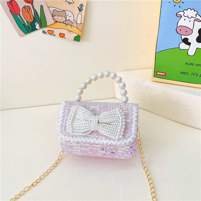 Wholesale Cotton and Linen Children's Pearl Handbag