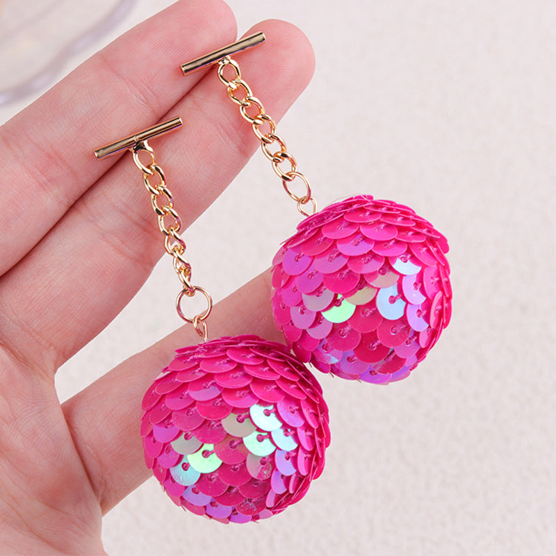 Wholesale Colorful Sequined Round Balls Personality Simple Retro Design Niche Earrings