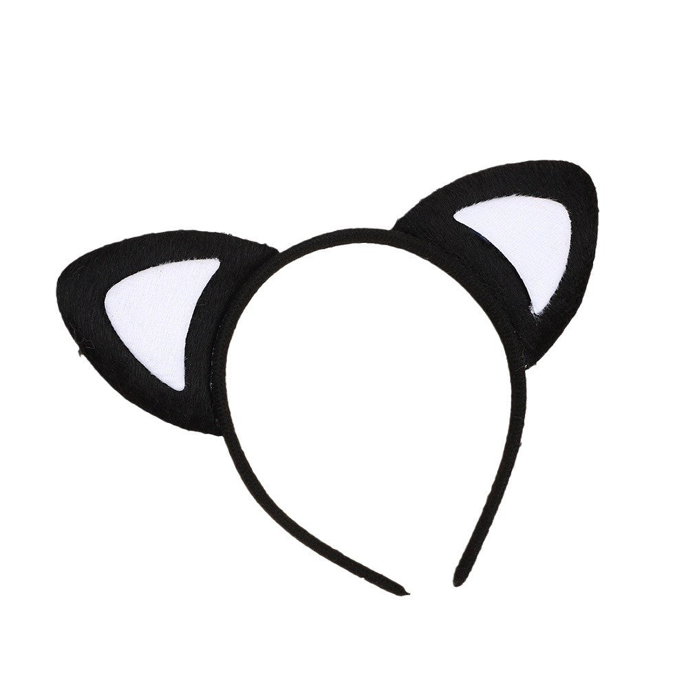 Wholesale Black cat ears short plush headband