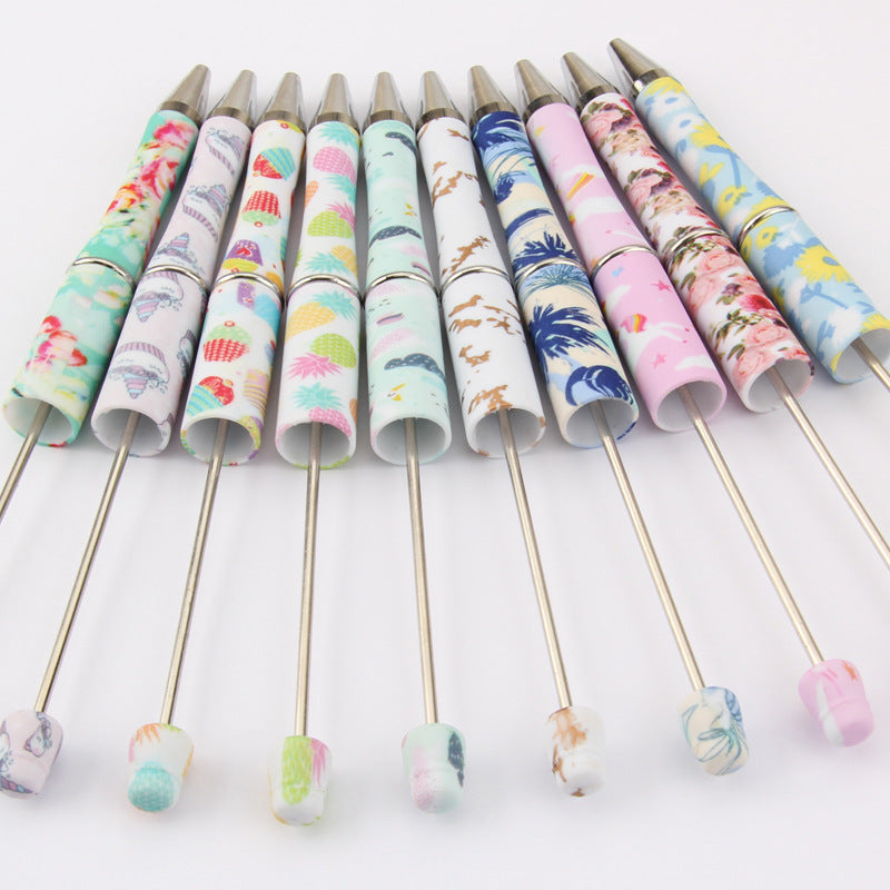 Pen de bolígrafo con cuentas de impresión de plástico de 10 piezas de plástico al por mayor