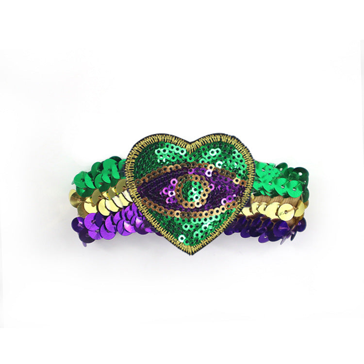 Wholesale Carnival Sequin Gold Purple Green Bracelet
