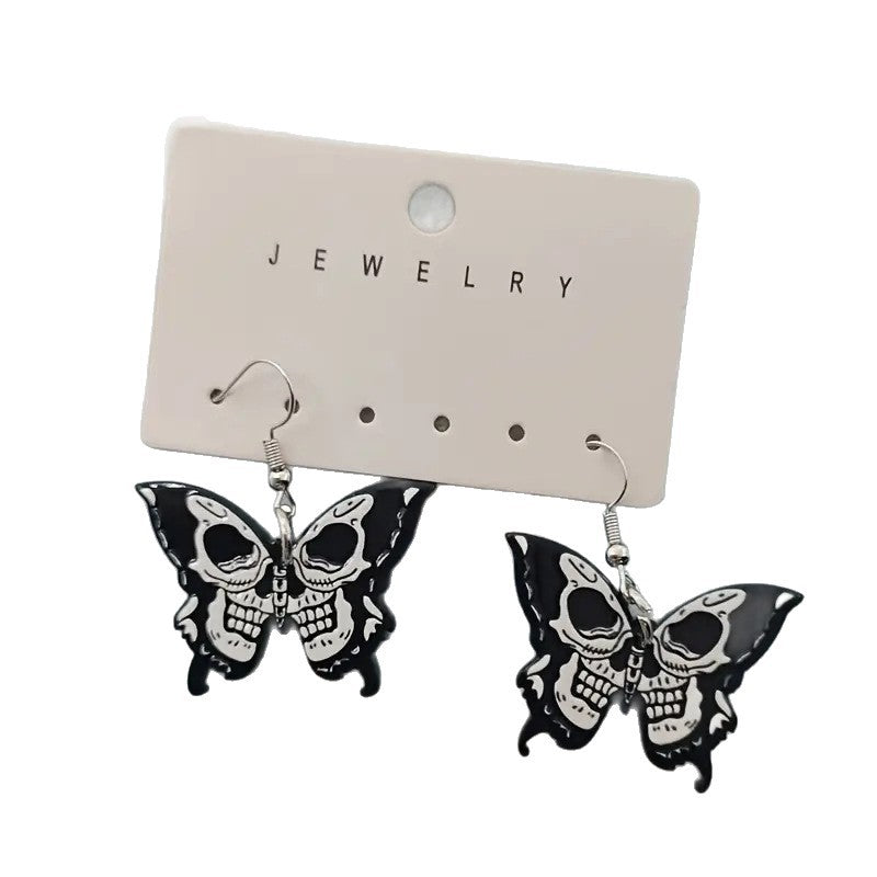 Wholesale  Horror Skull Butterfly Earrings Flat Acrylic Earrings