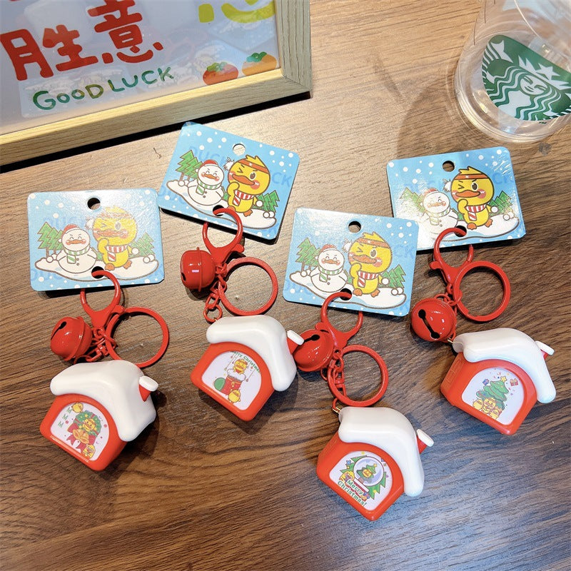 Wholesale Christmas Series Little Yellow Duck Sound Music House Luminous Night Light Keychain