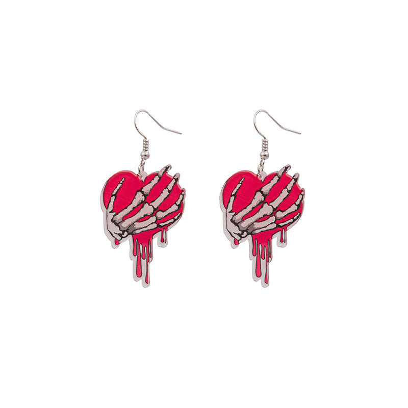 Wholesale  Valentine' s Day Pink Dwarf Flamingo Letter Earrings
