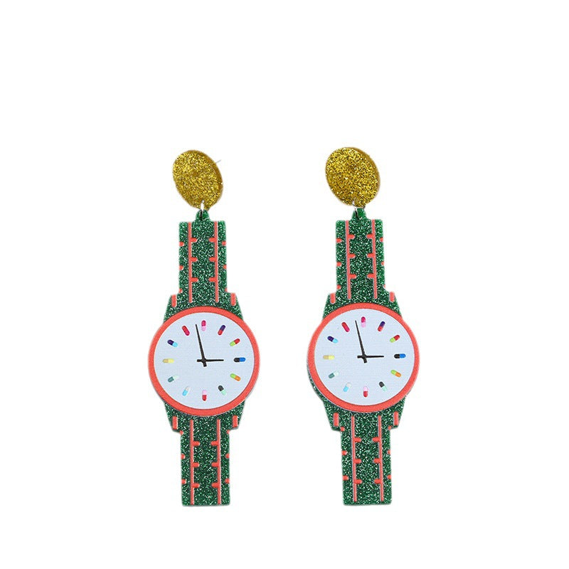 Wholesale Vintage Watch Acrylic Earrings