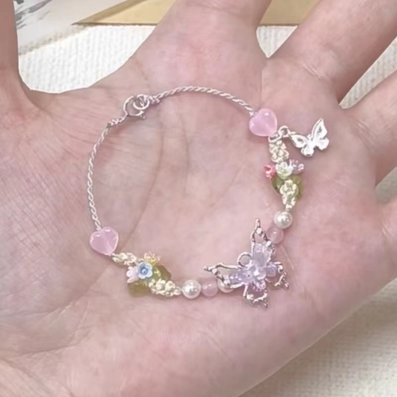 Wholesale Butterfly bracelet flower bracelet braided small fresh hand jewelry