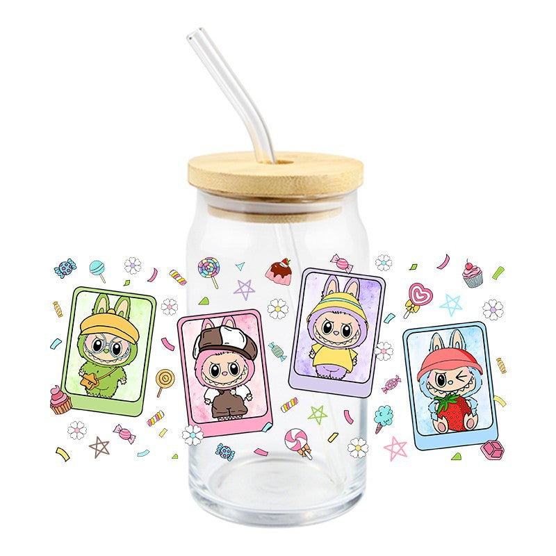 Wholesale 5pcs Colorful cute cartoon 16oz Cup UV DTF Wraps