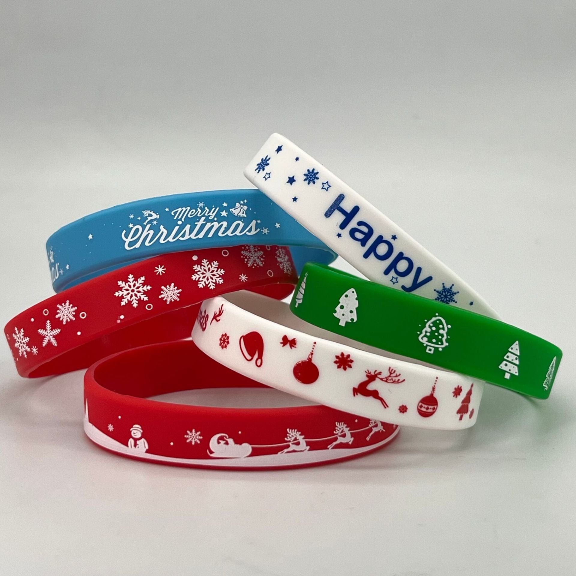 Wholesale  20pcs/pack Cartoon pattern Christmas rubber silicone bracelet