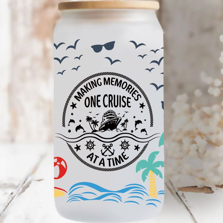 Wholesale Colorful Coconut Tree Car Summer Series  16oz Cup UV DTF Wraps