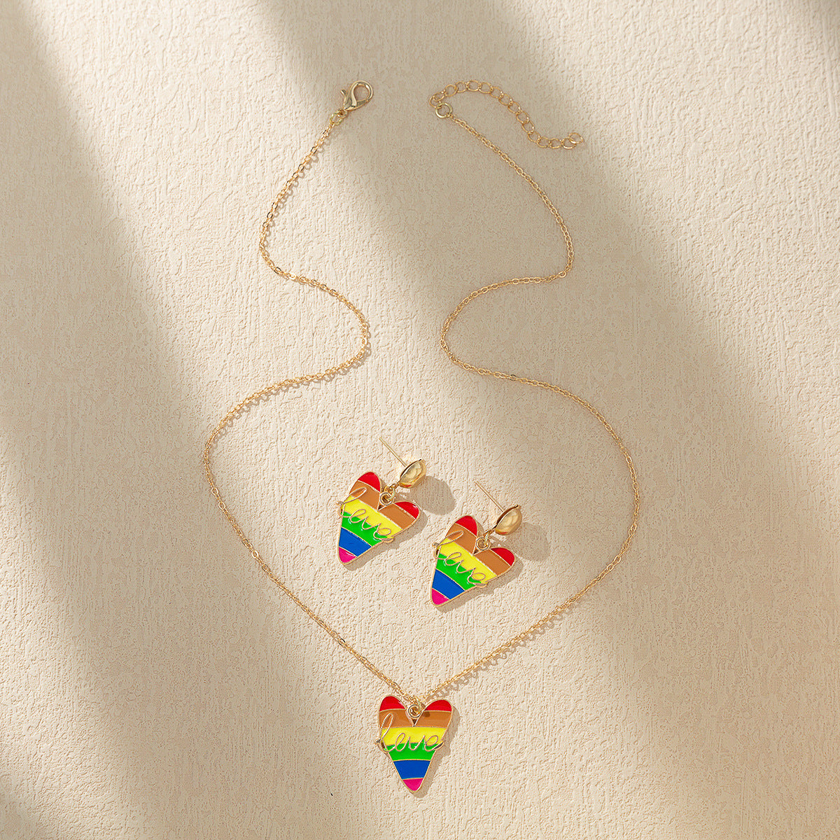 Wholesale Rainbow Element Valentine's Day Necklace Set