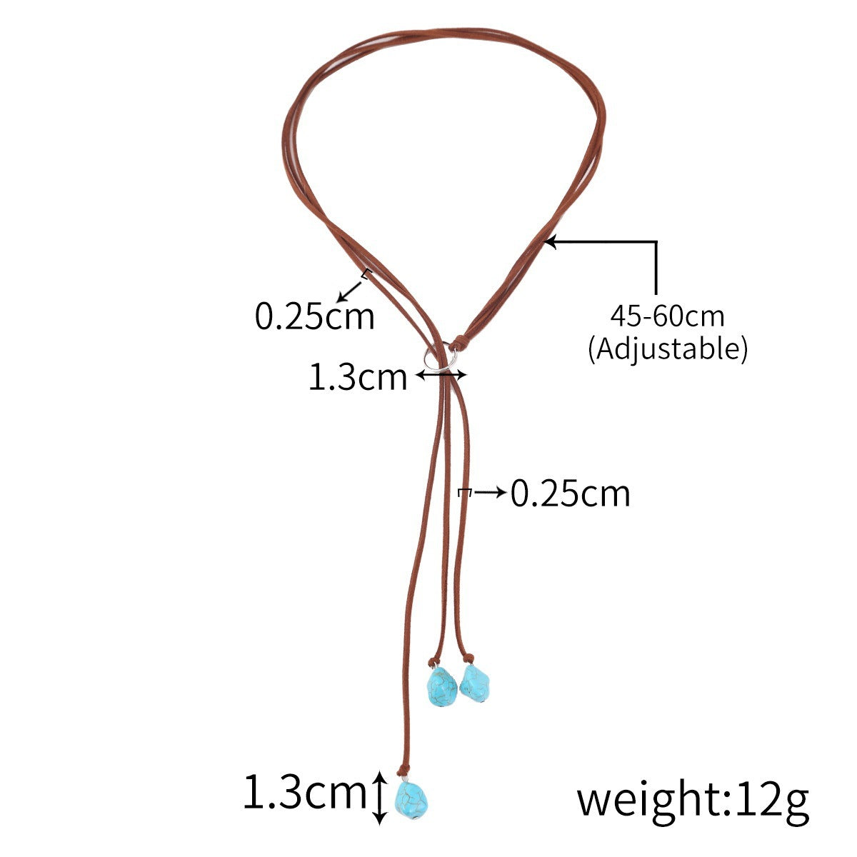 Wholesale Hot Selling Accessories Bohemian Turquoise Brown Leather Long Vintage Necklace