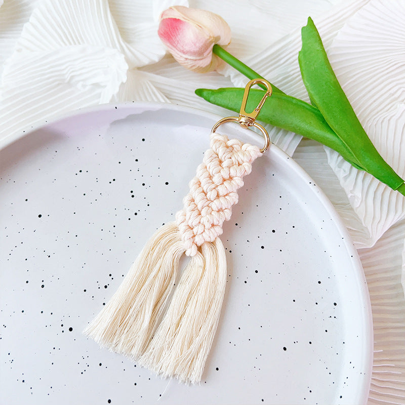 Wholesale Handmade Cotton Rope Woven Tassel Keychains