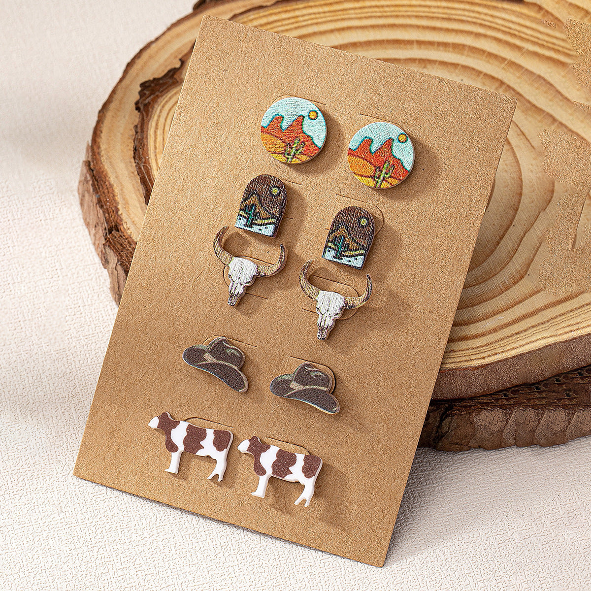 Wholesale  Jewelry  Western Cowboy Hat Cactus Earring Set