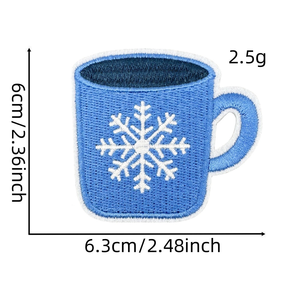 Wholesale Chic Blue Doodle Christmas Embroidery Patches Clothing Applique Stickers DIY Fashion Accessory Gift