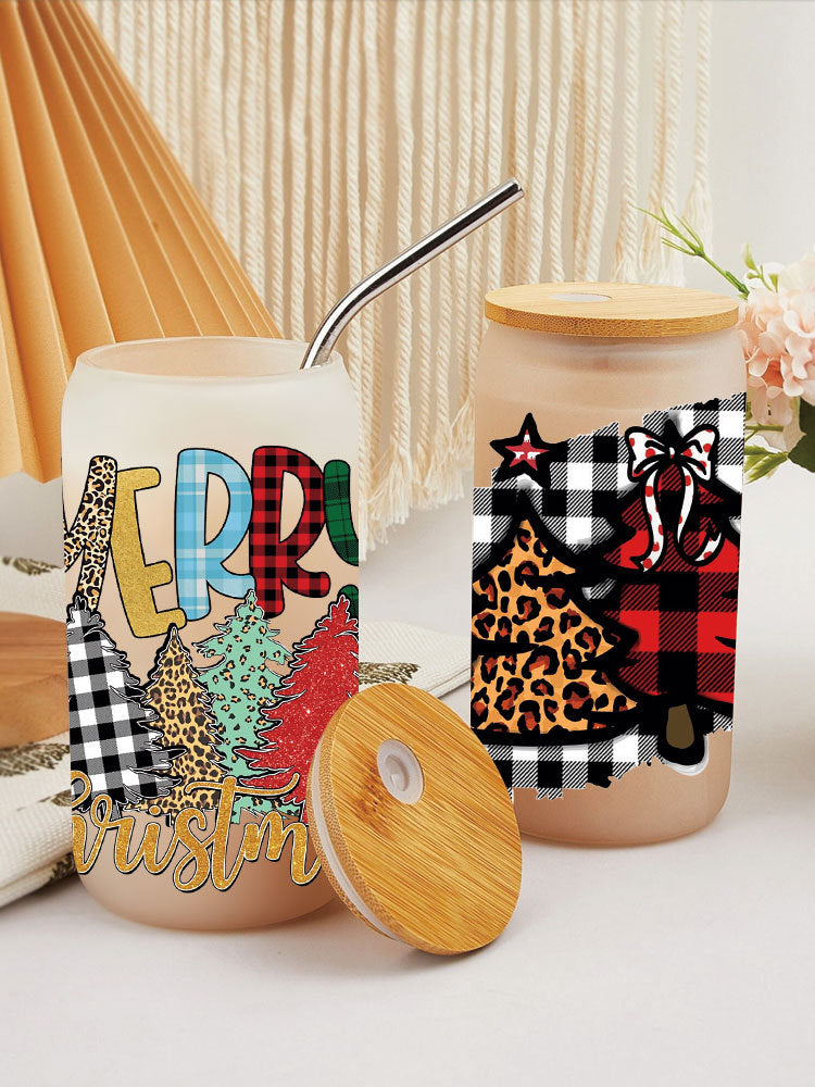 Wholesale colorful Christmas tree  16oz Cup UV DTF Wraps