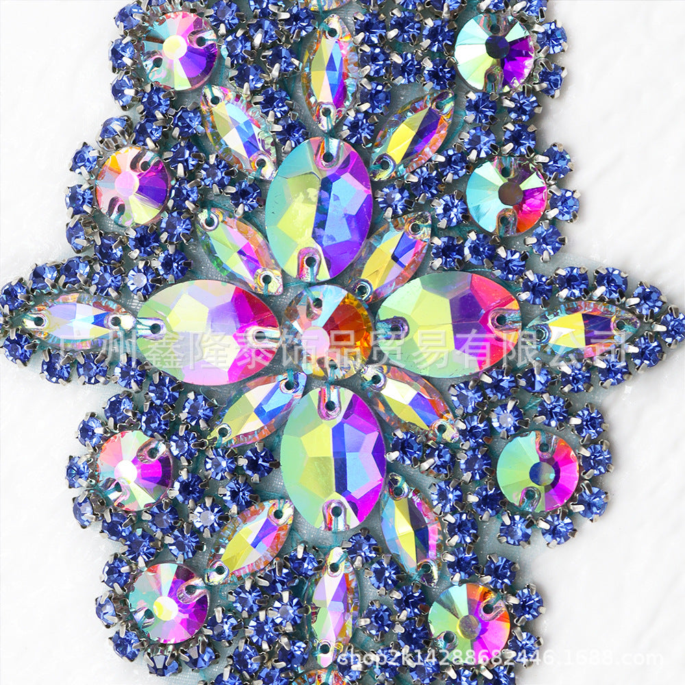 Wholesale Hand sewn bead rhinestone hot melt adhesive patch