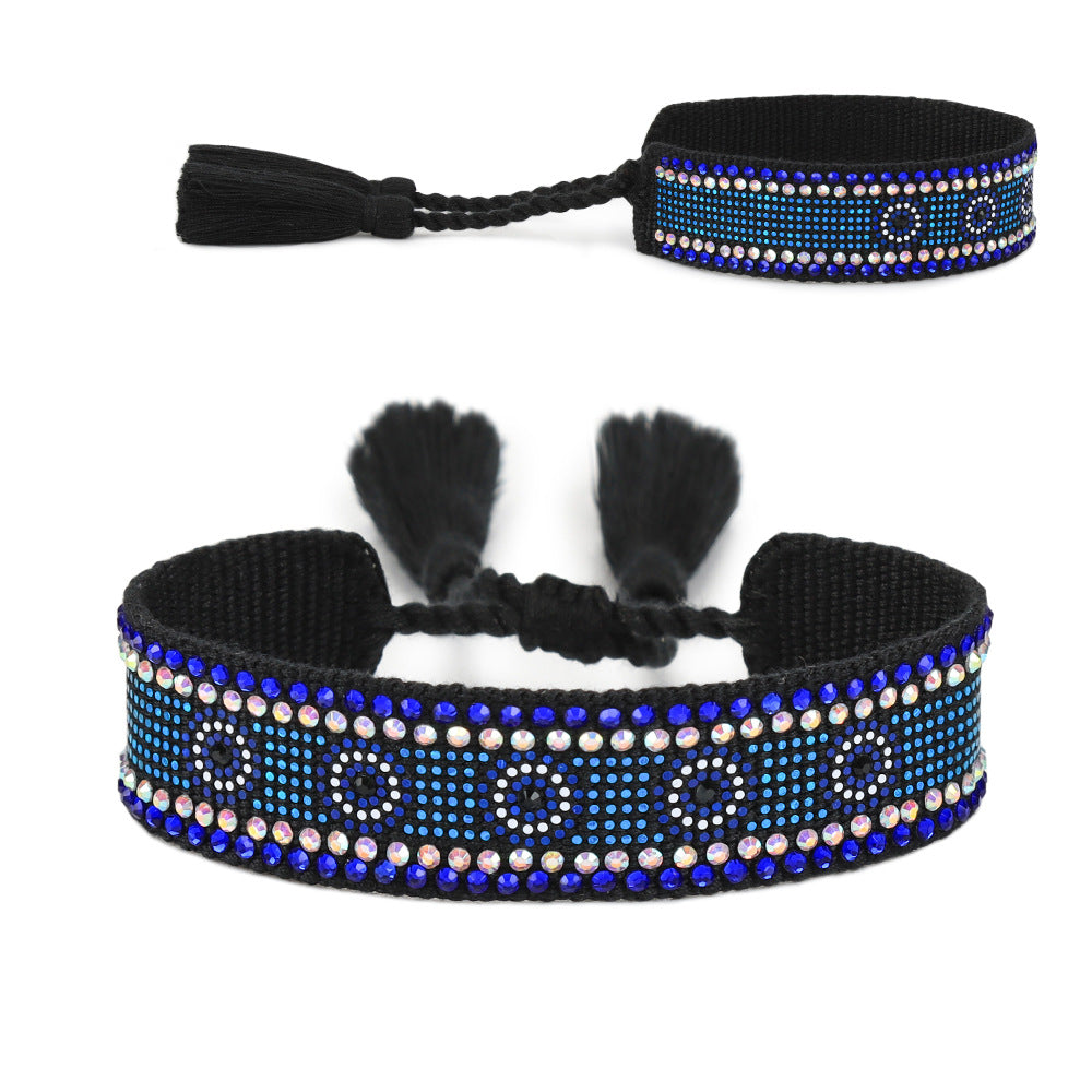 Wholesale Sequin Devil's Eye Woven Cord Bracelet