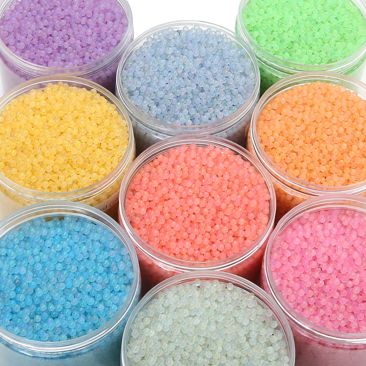 Wholesale Luminous Glass Without Holes Coated with Colored Rice Beads