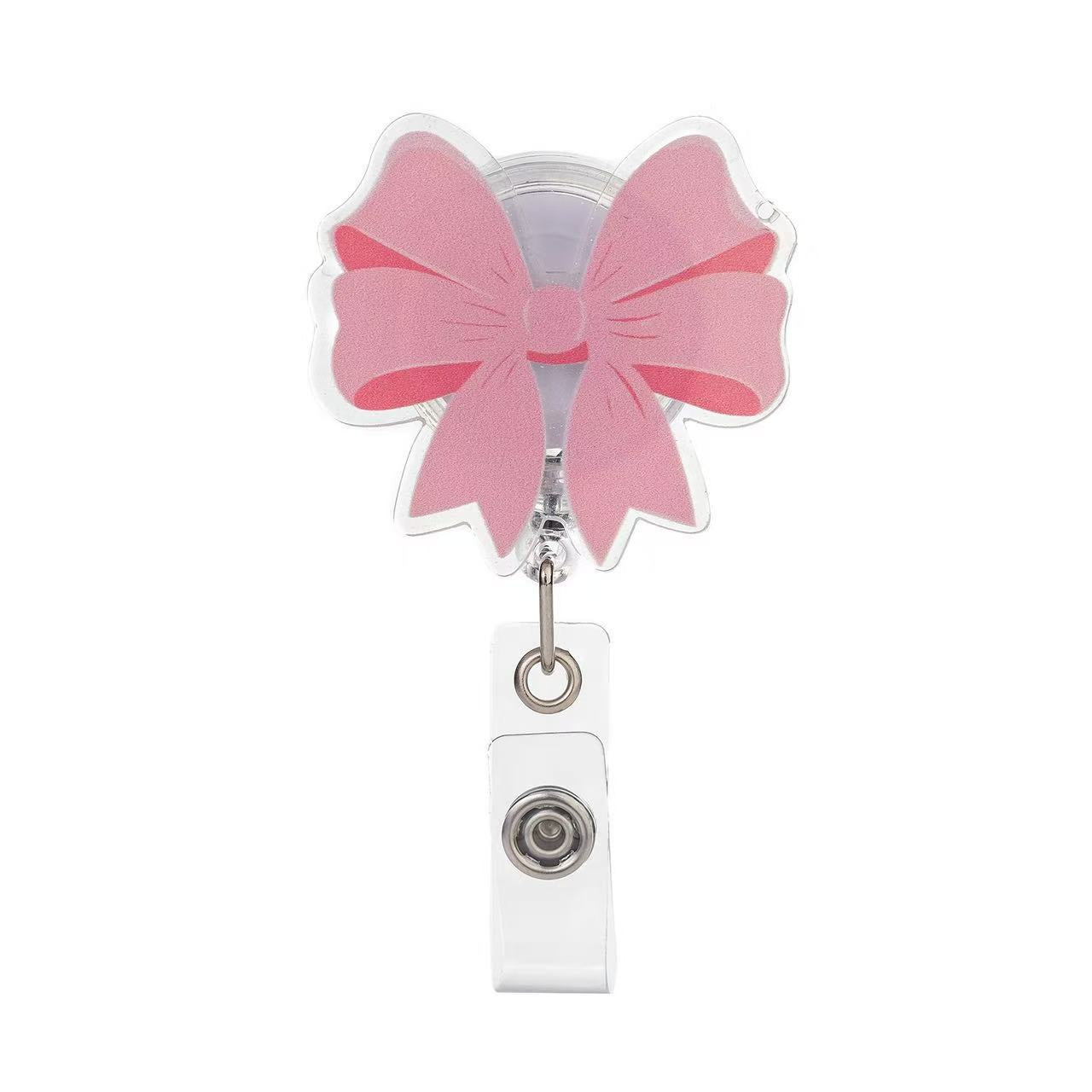 Wholesale Pink cherry medical staff with diverse bows Badge Reels