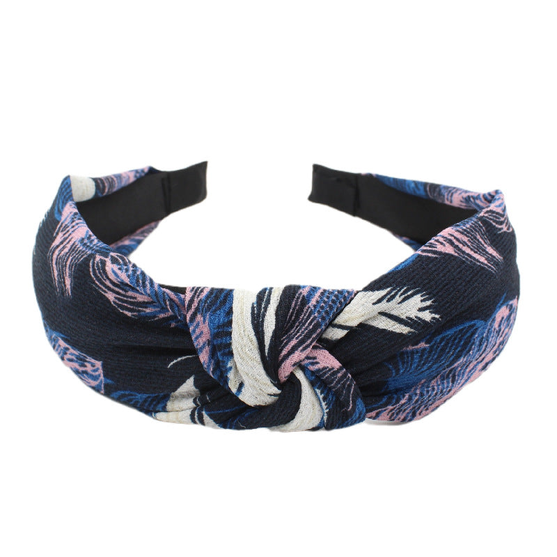 Wholesale Cross Pattern Knot Fabric Wide Edge Headband