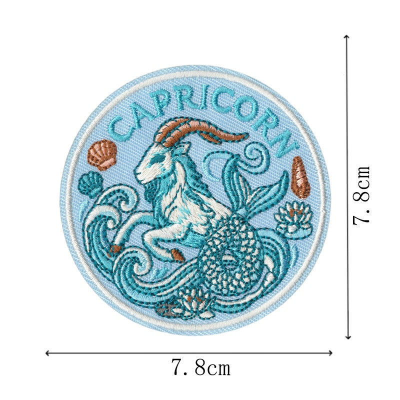 Wholesale Retro Zodiac Embroidered Iron On Patches Set Of 12 Trendy Contion Badges For ets Bags DIY Craft Fashion Accessory