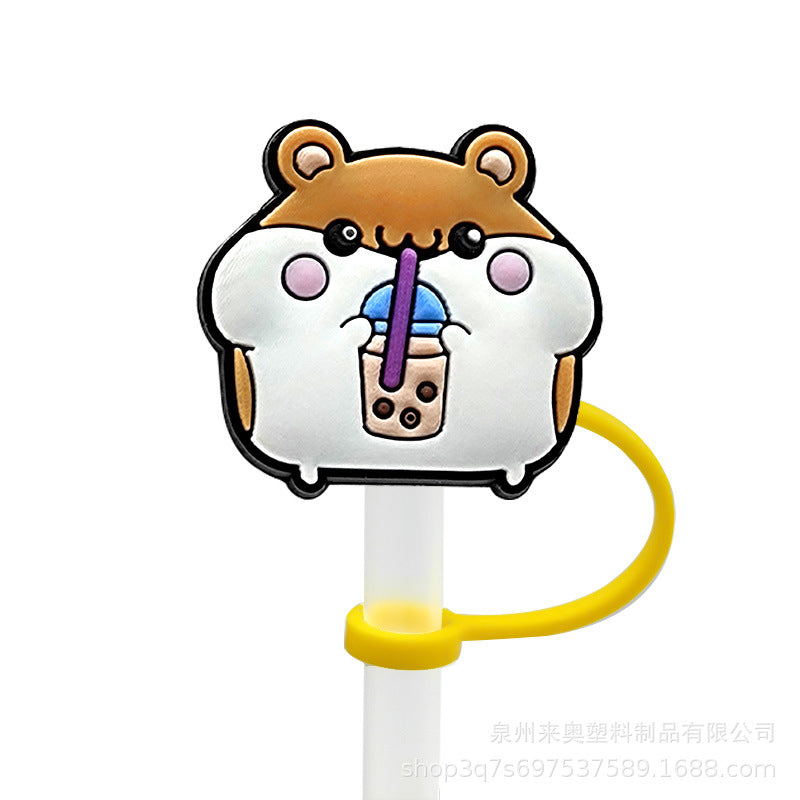 Wholesale 10PCS Cartoon Beverage Silicone Straw Tube Cap