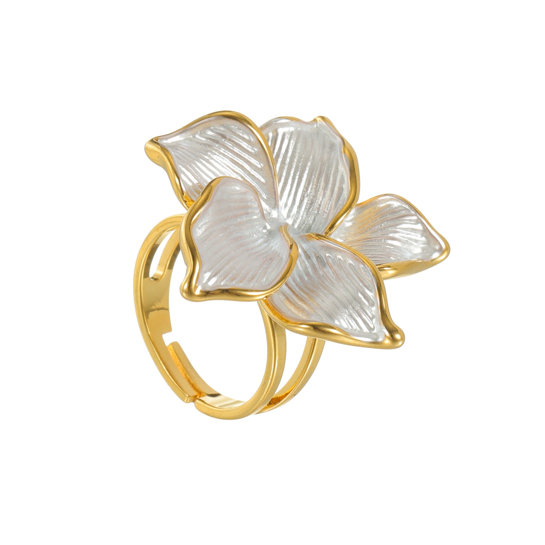 Wholesale Camellia Flower Ring Stainless Steel Sweet Forest Vacation Style Fashion Jewelry Accessory For Women Trendy Everyday Wear Boutique