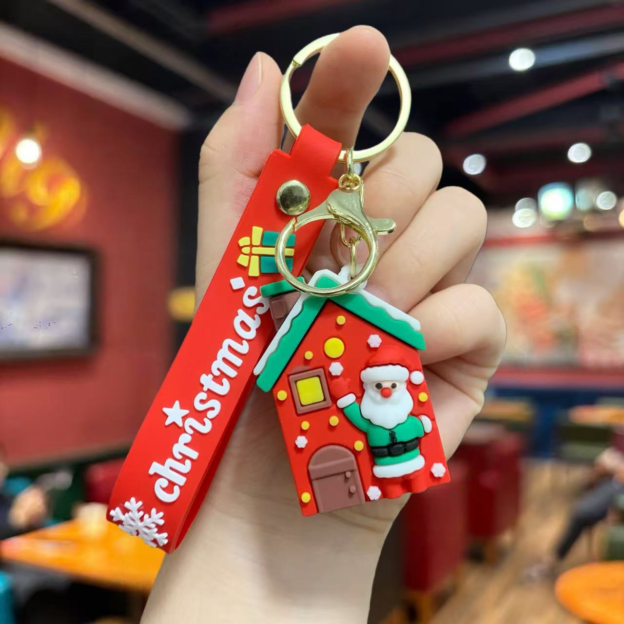 Wholesale Santa Claus crutches reindeer Christmas tree Cute Keychain