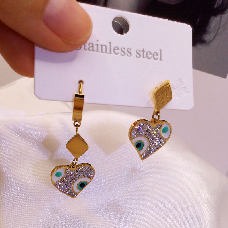 Wholesale Titanium Steel Love Colored Irregular Stainless Steel Earrings