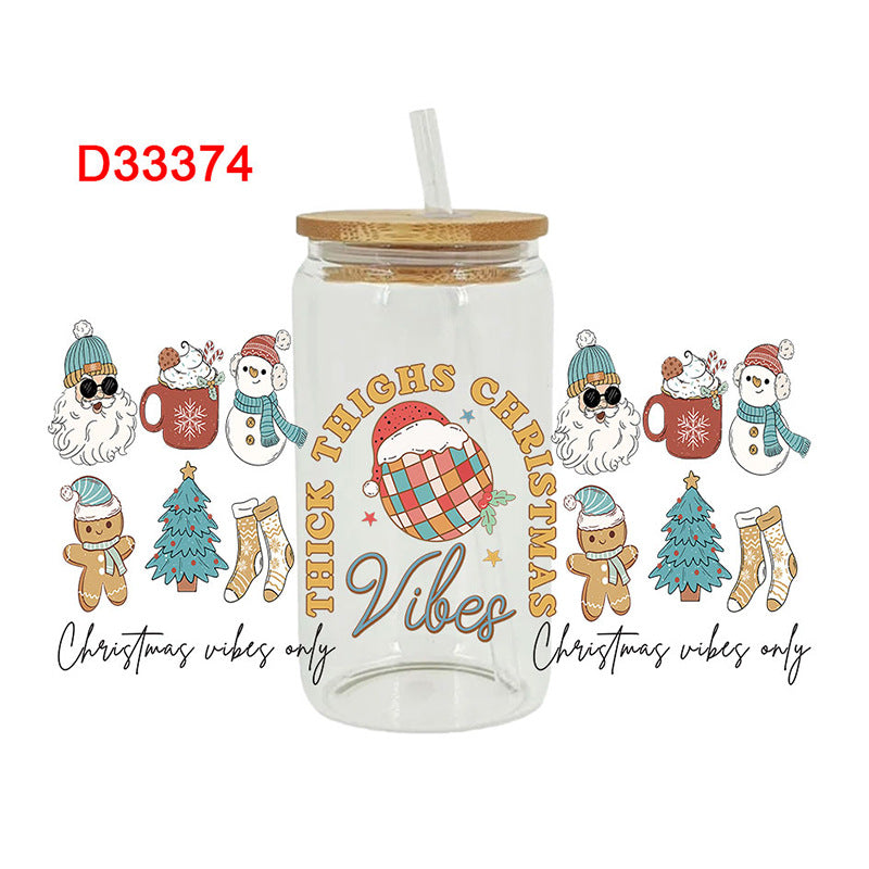 Wholesale Christmas trees of various colors 16oz Cup UV DTF Wraps