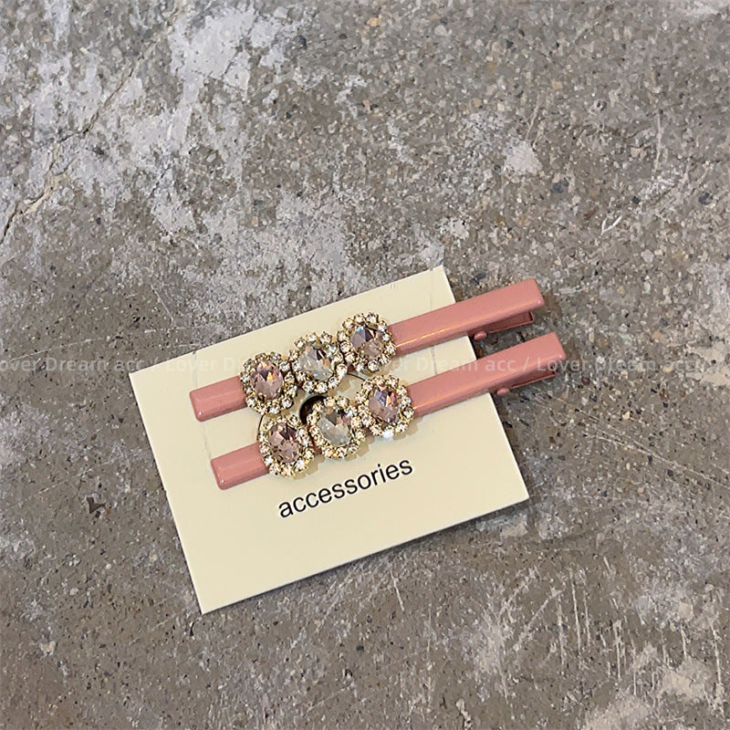 Wholesale Pink Love Rhinestone Hair Clips