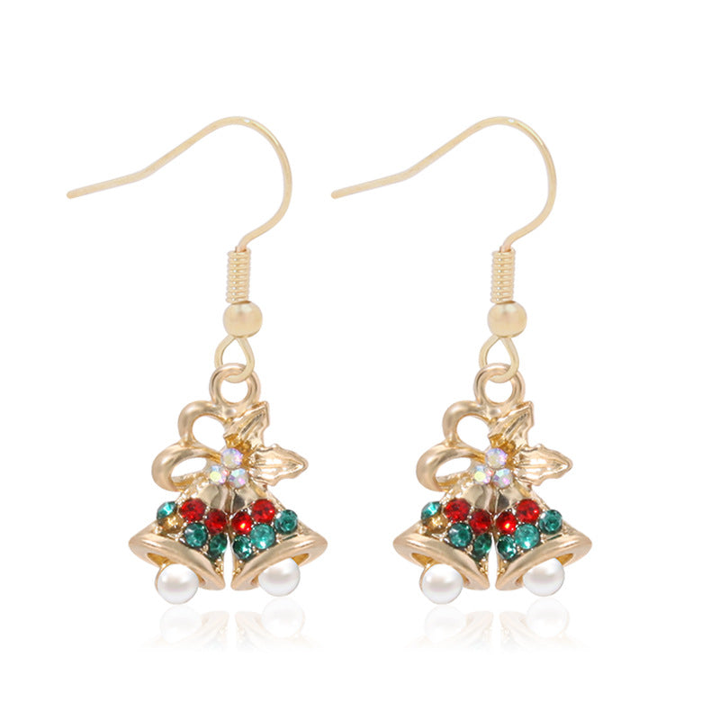 Wholesale Diamond Bell Snowflake Christmas Tree Earrings
