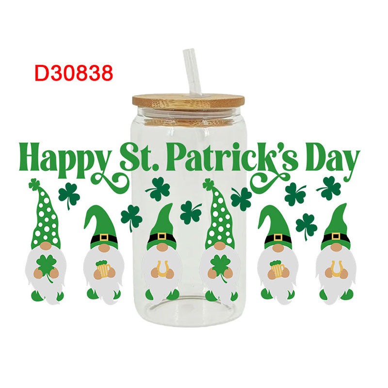 Wholesale St. Patrick's Day Rainbow Clover Alphabet Cartoon 16oz Cup UV DTF Wraps