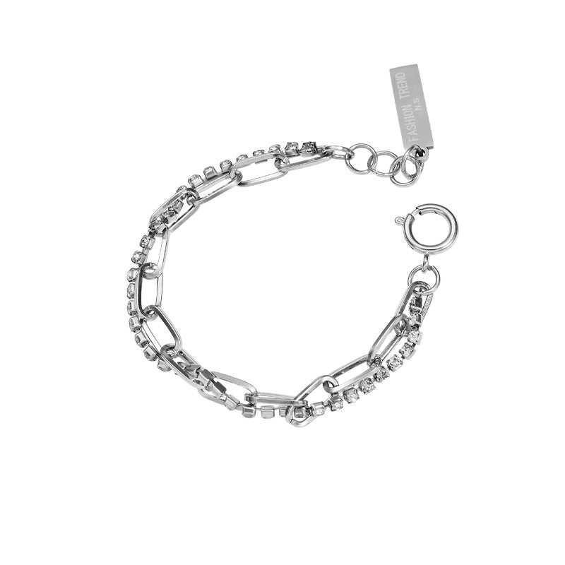 Wholesale Titanium Steel Non-fading Double Layer Diamond Bracelet