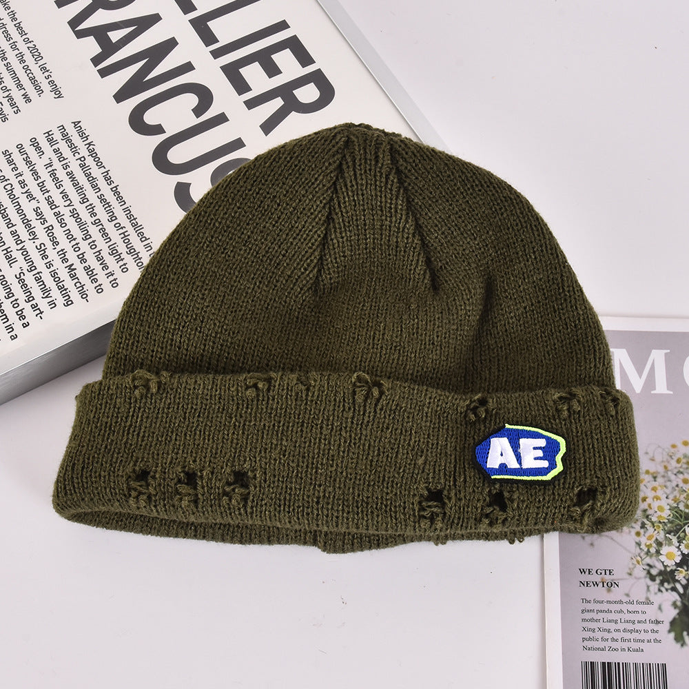 Wholesale Vintage Hole Knitted Melon Skin Hat