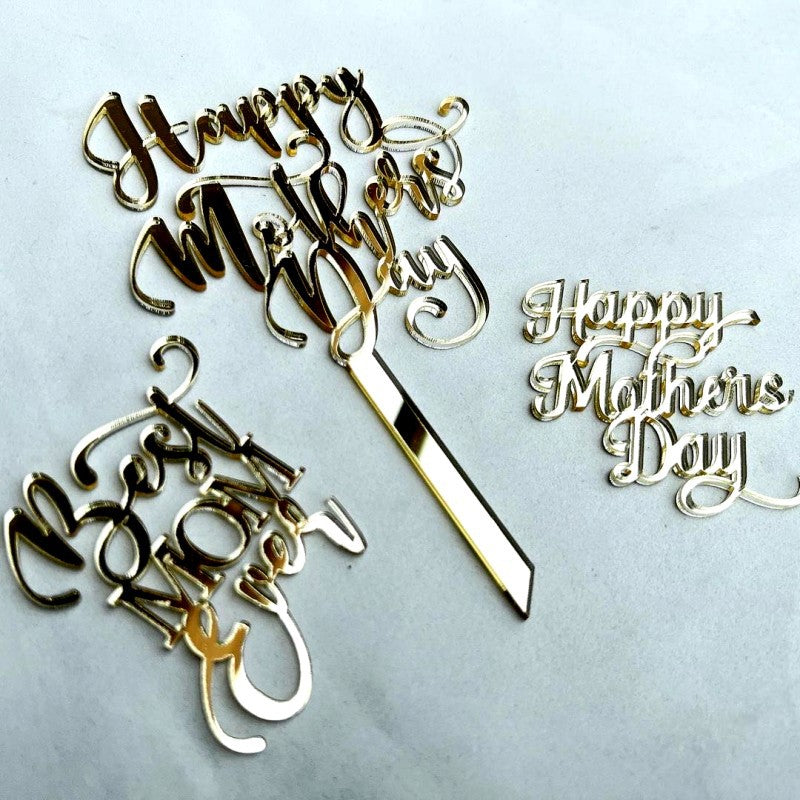 Wholesale 10PCS/PACK Mother's Day Happy Acrylic Cake Decoration