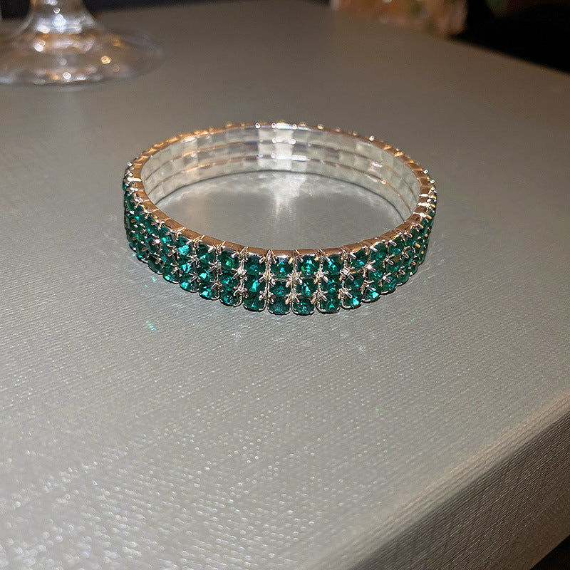 Wholesale Emerald Square Geometric Diamond Light Luxury Personality High-end Temperament Zircon Open Bracelet