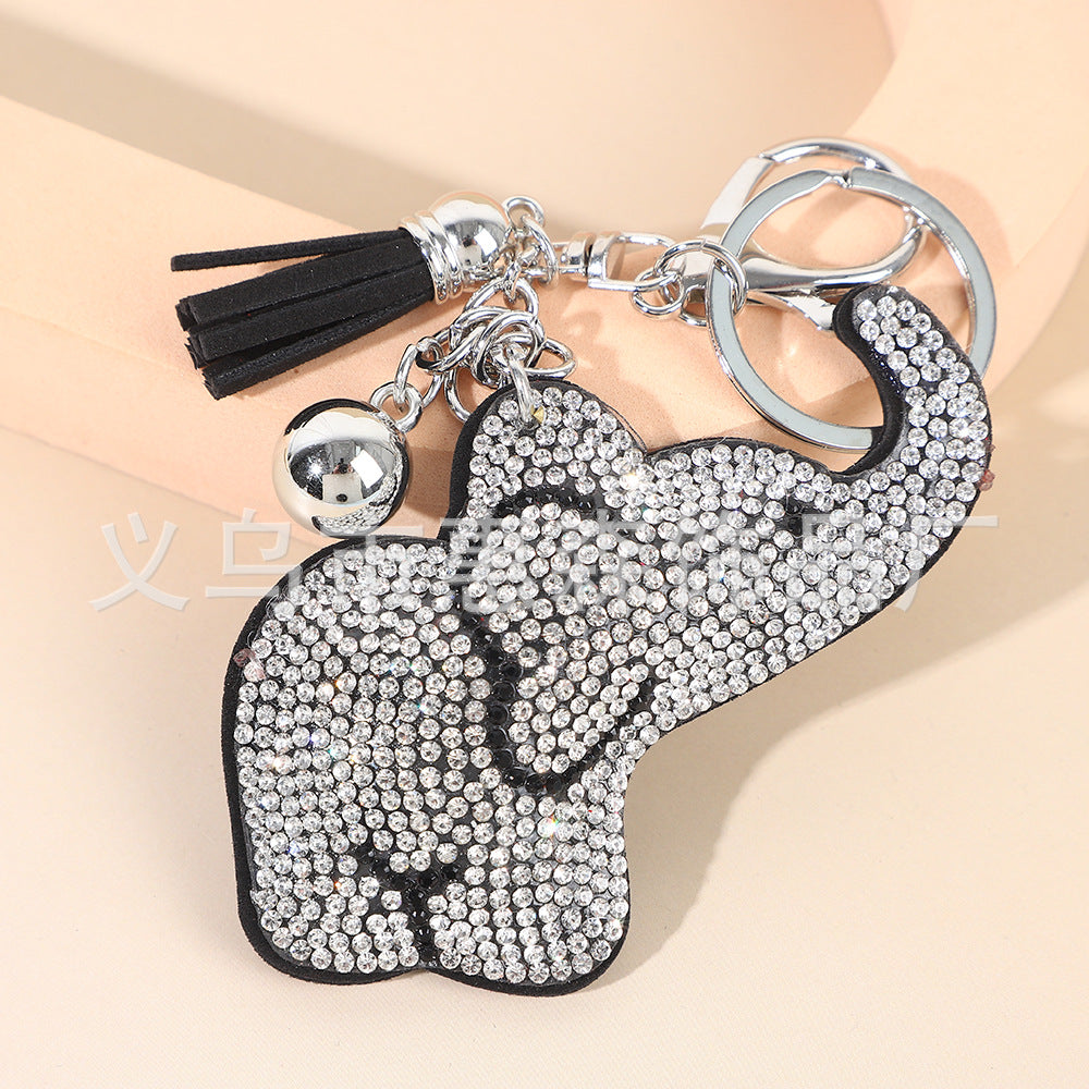 Wholesale 4pcs Nose Elephant Encrusted Key Chain Rhinestone Keychain