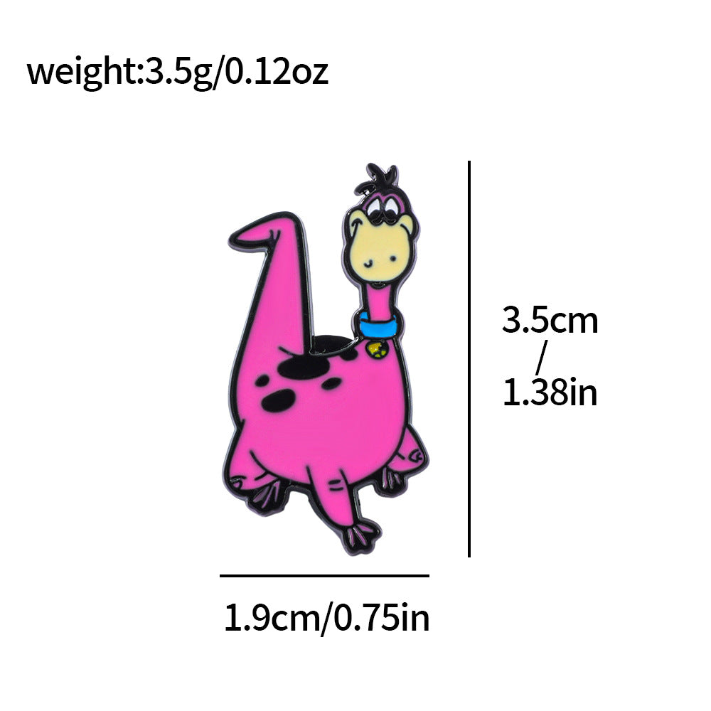 Wholesale 2pcs Alloy Cartoon Dinosaur Brooch Pin Electroplated Drop Oil Finish Trendy Decorative Accent For Bags Hats And Everyday Fashion