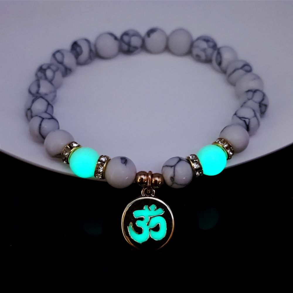 Wholesale Personalized Trendy Letters Sanskrit Luminous Pendant Elastic Bracelet