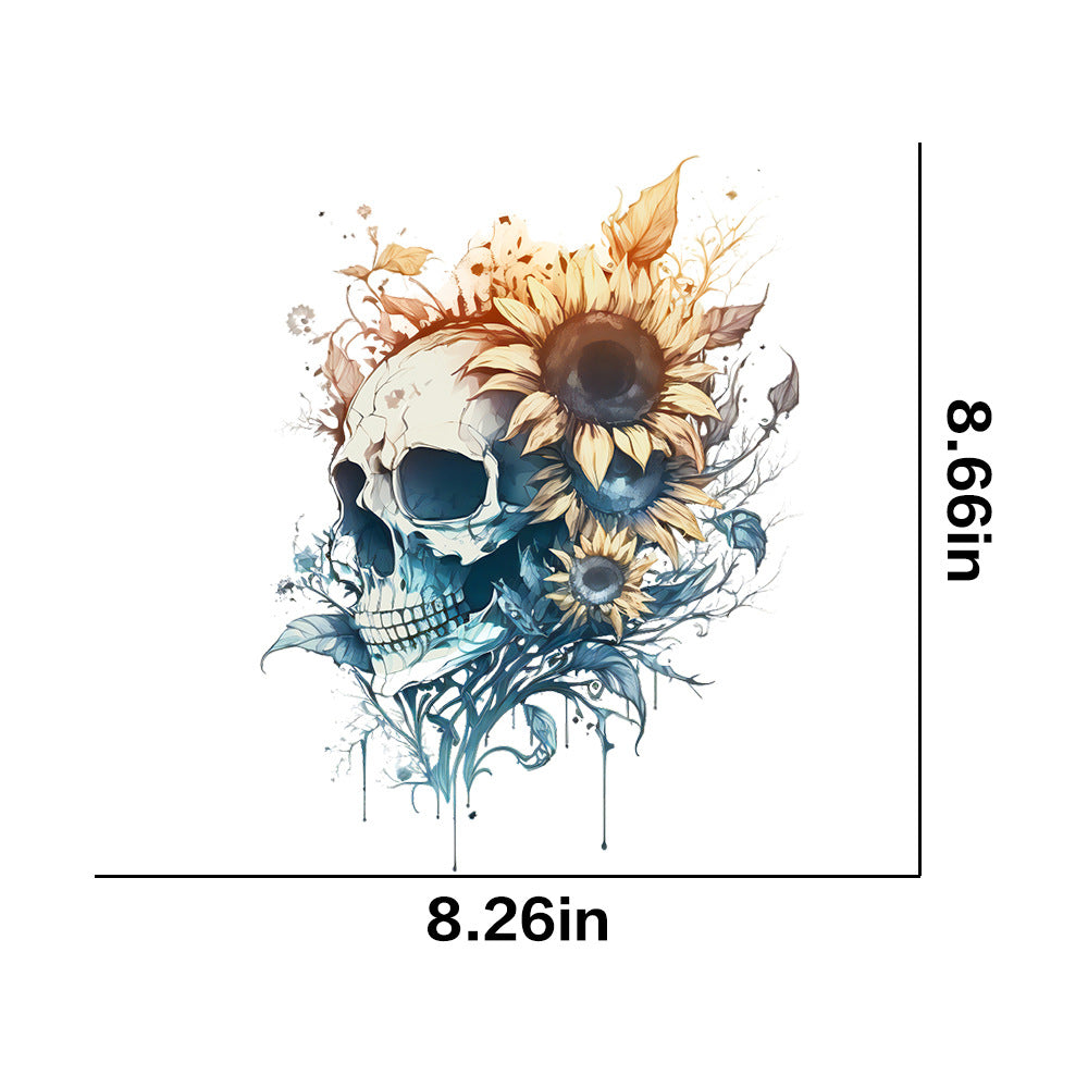 Wholesale 10pcs Colorful Flower Skull UV DTF Ready to Press Transfers Wraps