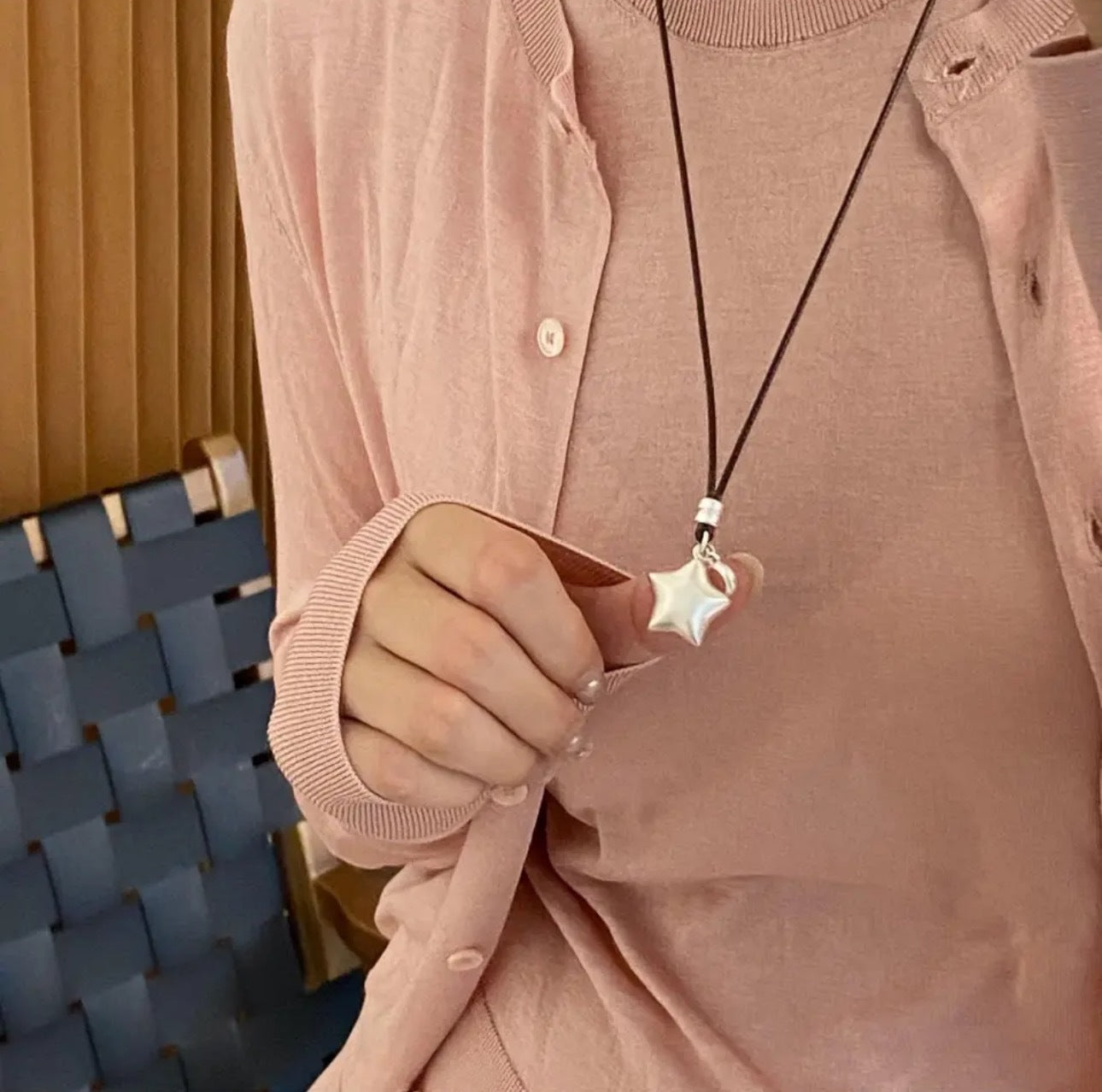 Wholesale Origami Star Sweater Chain  Long Five-Pointed Star Necklace