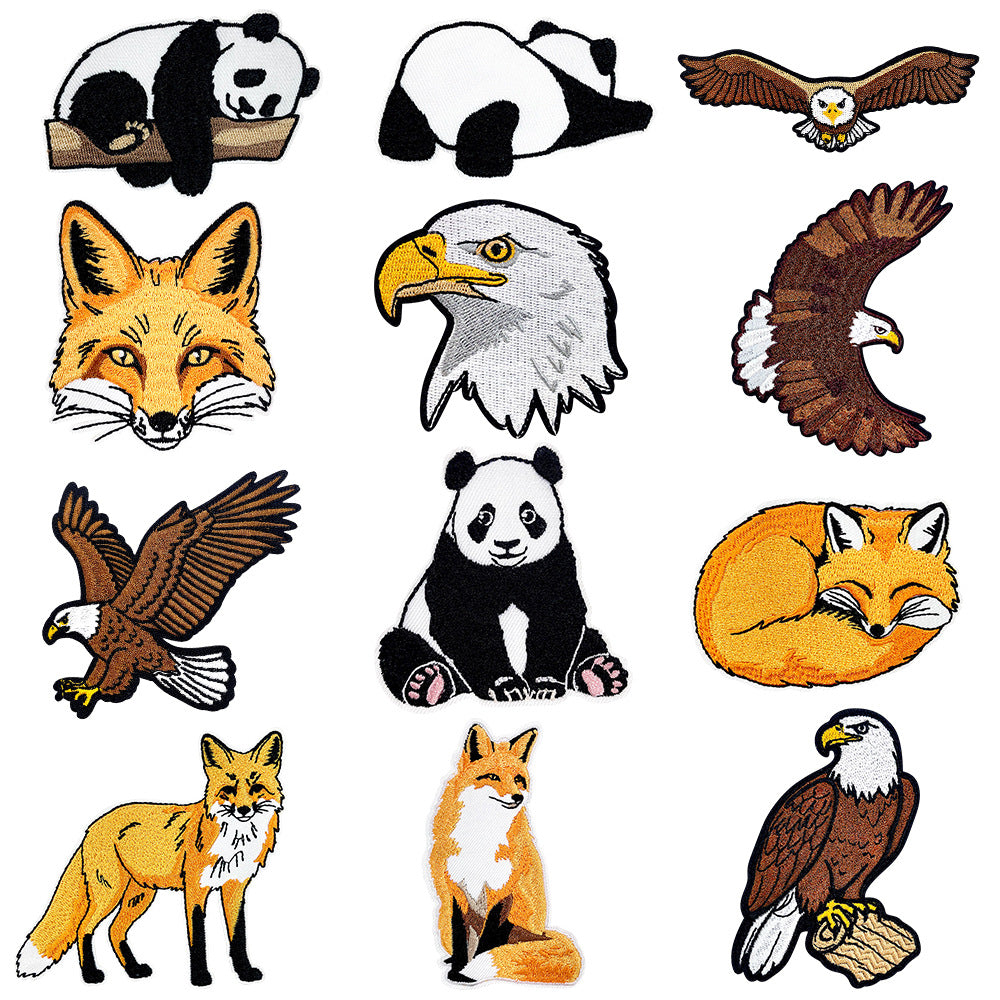 Wholesale Cute Cartoon Panda Polyester Iron On Embroidery Patch For DIY Clothing Decoration