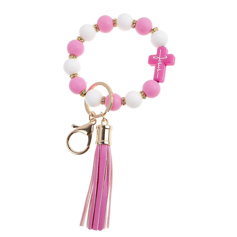 Wholesale Silicone Beaded Bracelet Keychain