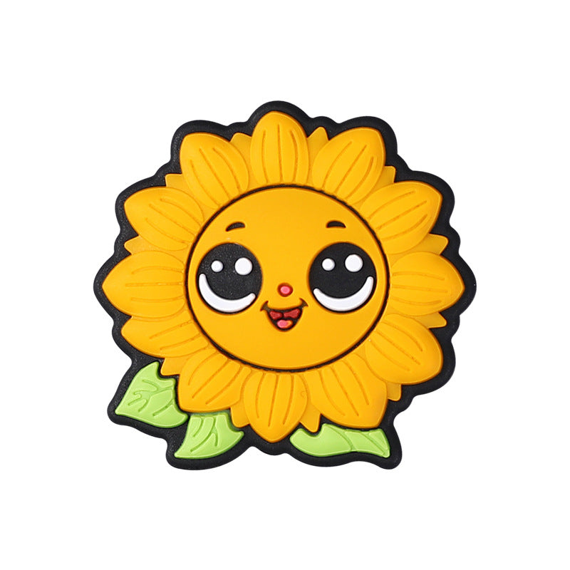 Wholesale 20pcs/pack cartoon highland cow silicone beads diy suit mix food grade daisy sunflower silicone beads