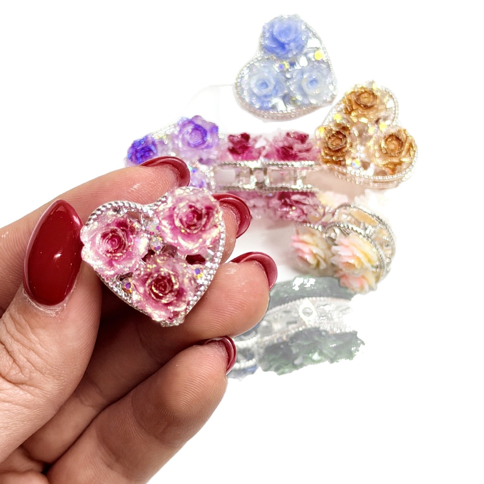 Wholesale  10pcs Water Diamond Colored Rose Pearl Love Bead